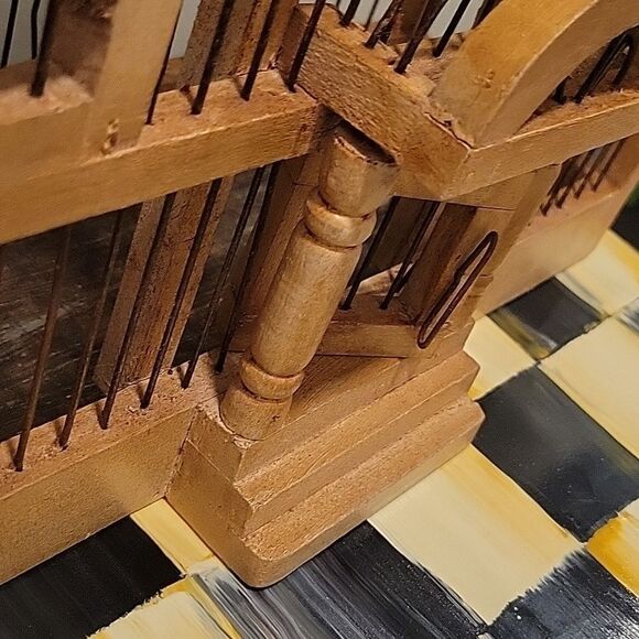 Vtg Wooden Birdcage Victorian Domed Cathedral Taj Mahal Door bird cage Wood boho - Picture 9 of 16